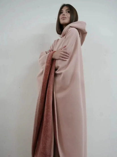 Hooded Woolen Blanket Coat